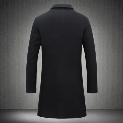 Płaszcz męski zimowy slim fit, długi, formalny, zapinany na guziki - Cavrel