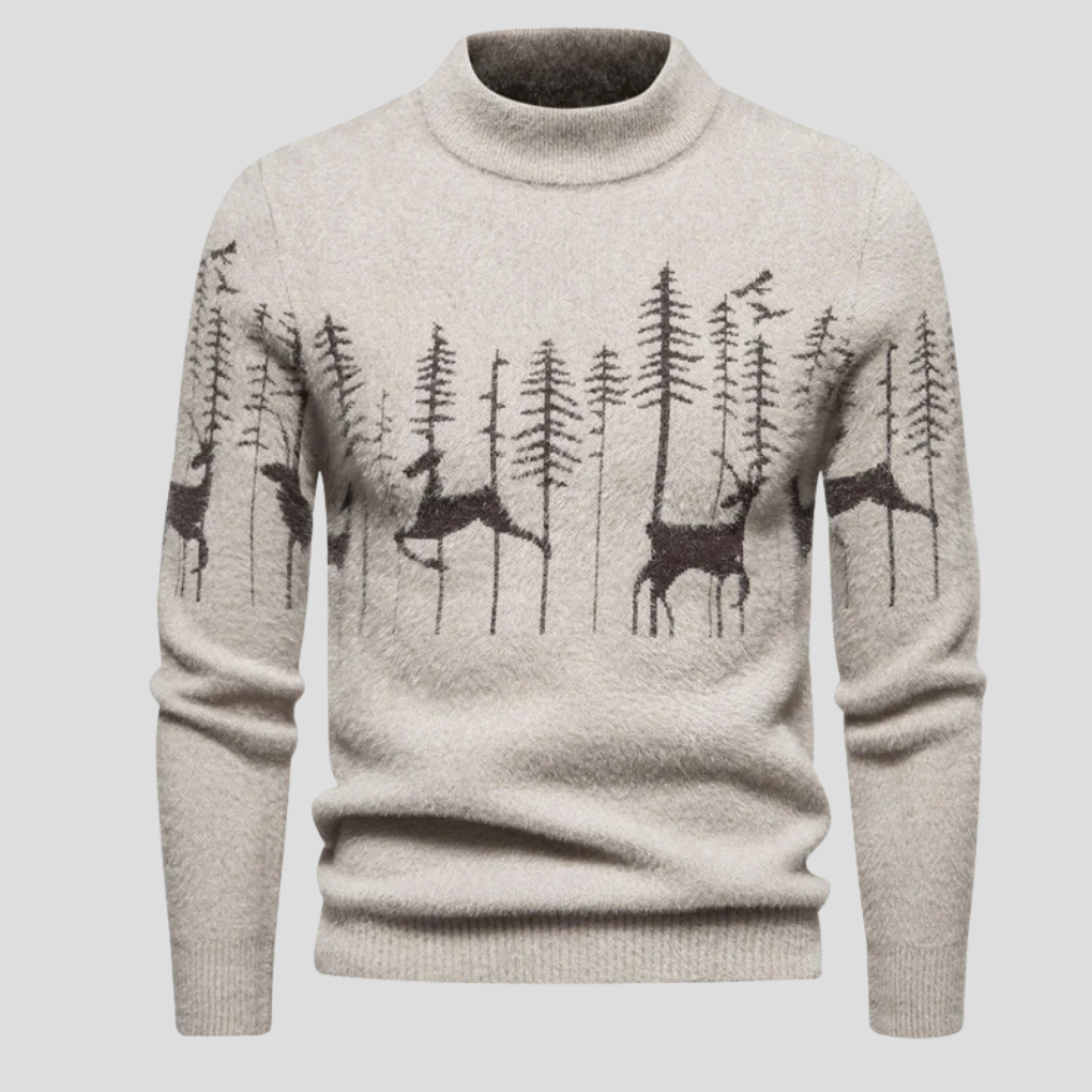 Sweter męski świąteczny z motywem renifera, luźny krój - Cavrel