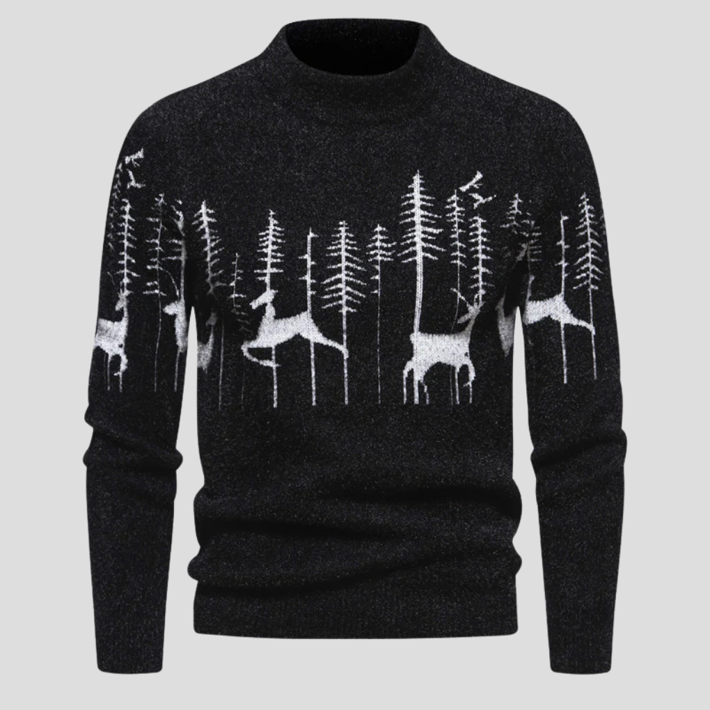 Sweter męski świąteczny z motywem renifera, luźny krój - Cavrel